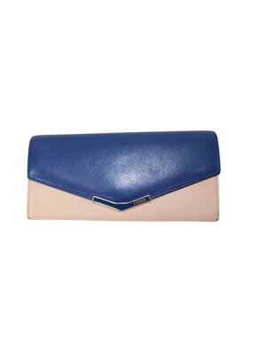 Fendi Leather Royal Blue Color Block Envelope Continental Wallet Made in Italy